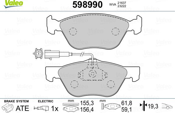 Valeo 598990 - Jarrupala, levyjarru inparts.fi