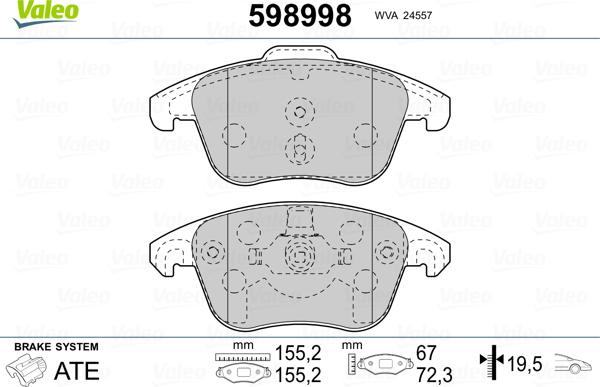 Valeo 598998 - Jarrupala, levyjarru inparts.fi