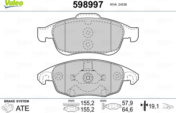 Valeo 598997 - Jarrupala, levyjarru inparts.fi