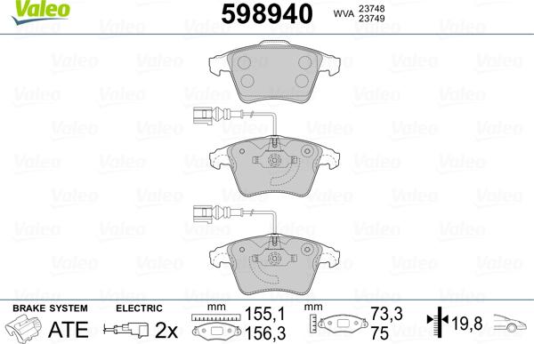 Valeo 598940 - Jarrupala, levyjarru inparts.fi