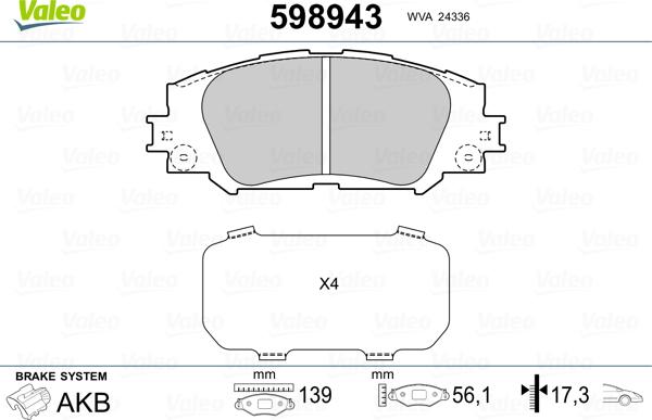 Valeo 598943 - Jarrupala, levyjarru inparts.fi