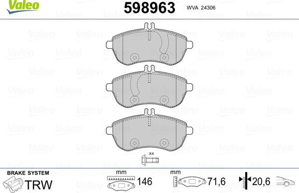 Valeo 598963 - Jarrupala, levyjarru inparts.fi