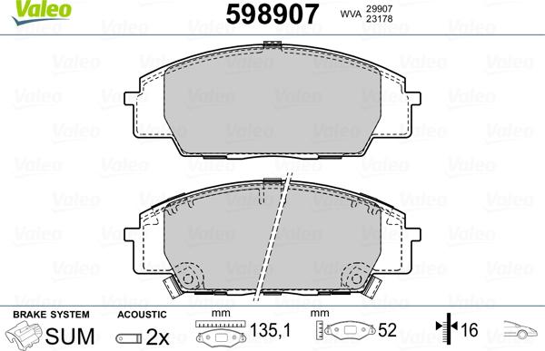 Valeo 598907 - Jarrupala, levyjarru inparts.fi