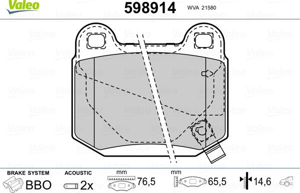 Valeo 598914 - Jarrupala, levyjarru inparts.fi