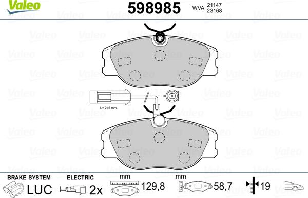 Valeo 598985 - Jarrupala, levyjarru inparts.fi