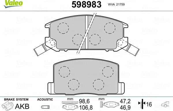 Valeo 598983 - Jarrupala, levyjarru inparts.fi