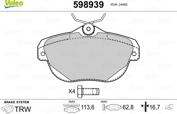 Valeo 598939 - Jarrupala, levyjarru inparts.fi