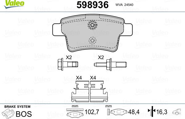 Valeo 598936 - Jarrupala, levyjarru inparts.fi