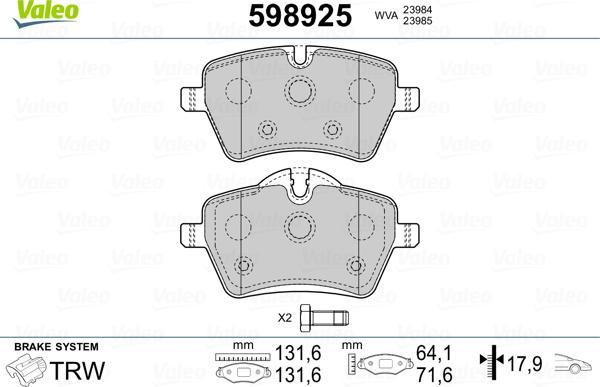 Valeo 598925 - Jarrupala, levyjarru inparts.fi