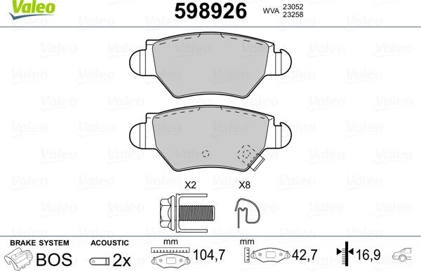 Valeo 598926 - Jarrupala, levyjarru inparts.fi