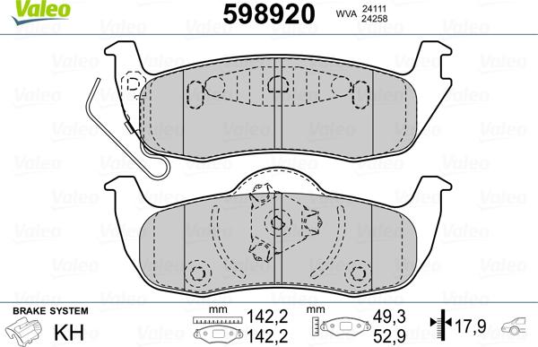 Valeo 598920 - Jarrupala, levyjarru inparts.fi