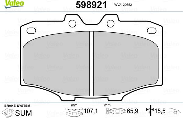 Valeo 598921 - Jarrupala, levyjarru inparts.fi