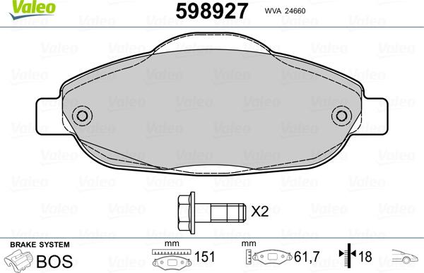 Valeo 598927 - Jarrupala, levyjarru inparts.fi