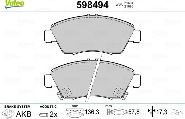 Valeo 598494 - Jarrupala, levyjarru inparts.fi