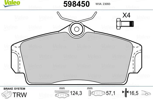 Valeo 598450 - Jarrupala, levyjarru inparts.fi