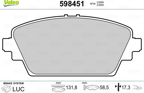 Valeo 598451 - Jarrupala, levyjarru inparts.fi