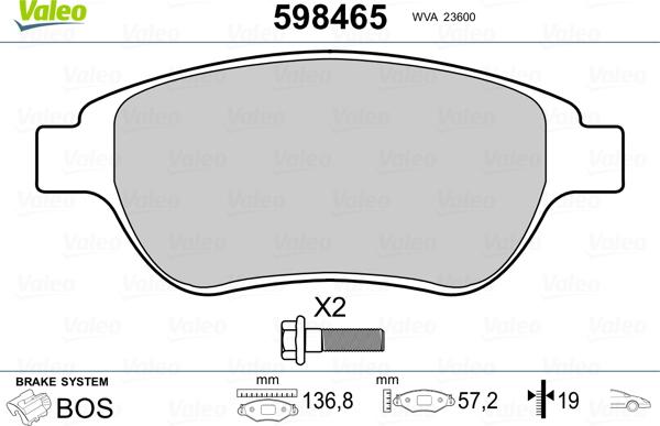 Valeo 598465 - Jarrupala, levyjarru inparts.fi