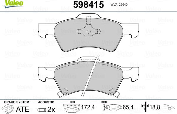 Valeo 598415 - Jarrupala, levyjarru inparts.fi