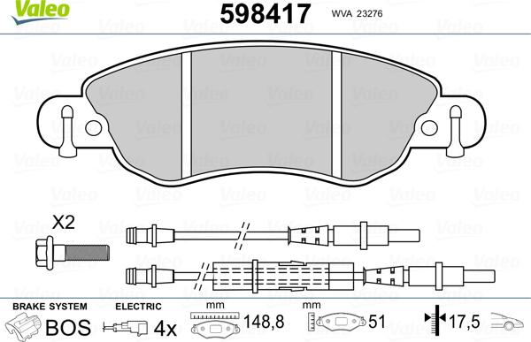 Valeo 598417 - Jarrupala, levyjarru inparts.fi