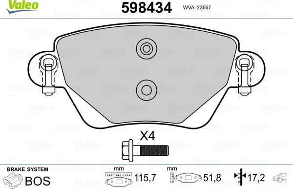 Valeo 598434 - Jarrupala, levyjarru inparts.fi