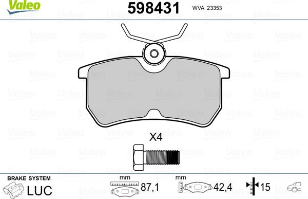 Valeo 598431 - Jarrupala, levyjarru inparts.fi