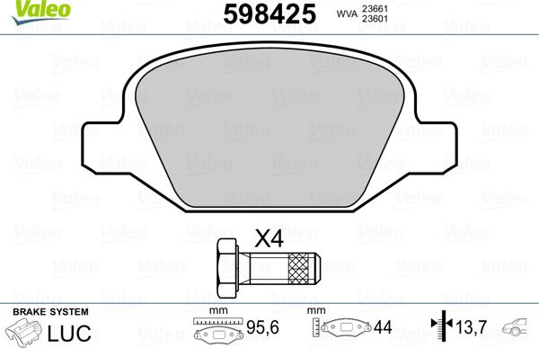 Valeo 598425 - Jarrupala, levyjarru inparts.fi