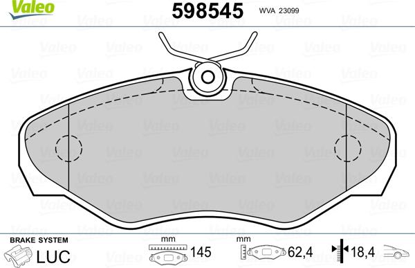 Valeo 598545 - Jarrupala, levyjarru inparts.fi