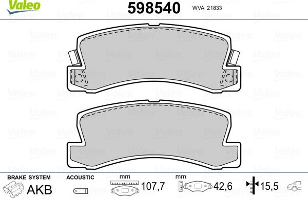 Valeo 598540 - Jarrupala, levyjarru inparts.fi