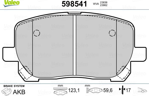 Valeo 598541 - Jarrupala, levyjarru inparts.fi