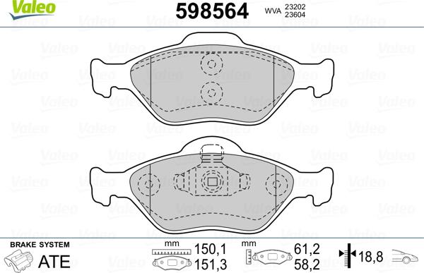 Valeo 598564 - Jarrupala, levyjarru inparts.fi