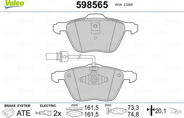 Valeo 598565 - Jarrupala, levyjarru inparts.fi