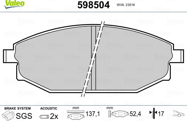 Valeo 598504 - Jarrupala, levyjarru inparts.fi