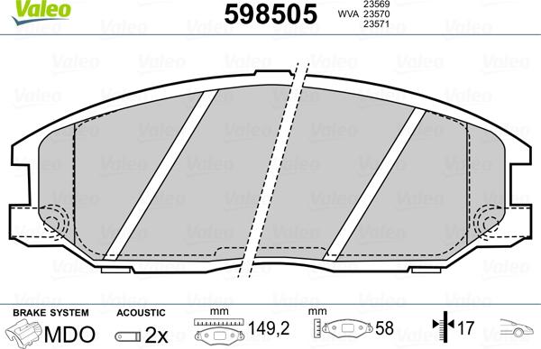 Valeo 598505 - Jarrupala, levyjarru inparts.fi