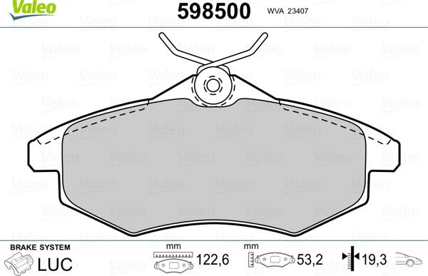 Valeo 598500 - Jarrupala, levyjarru inparts.fi