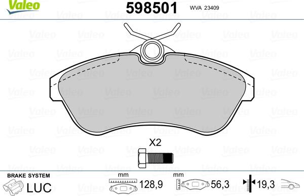 Valeo 598501 - Jarrupala, levyjarru inparts.fi