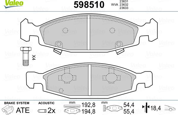 Valeo 598510 - Jarrupala, levyjarru inparts.fi