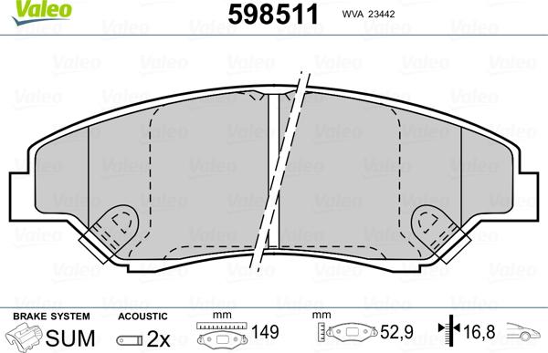 Valeo 598511 - Jarrupala, levyjarru inparts.fi