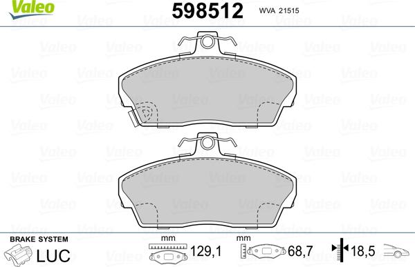 Valeo 598512 - Jarrupala, levyjarru inparts.fi