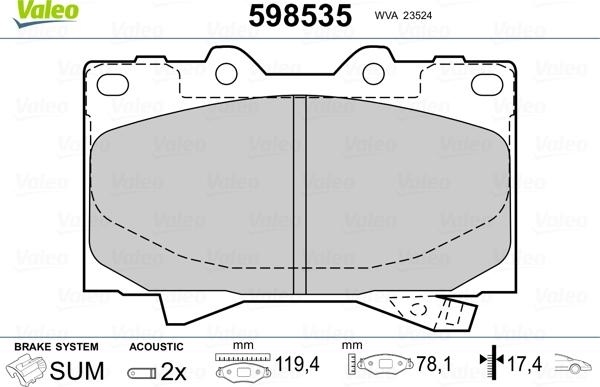 Valeo 598535 - Jarrupala, levyjarru inparts.fi