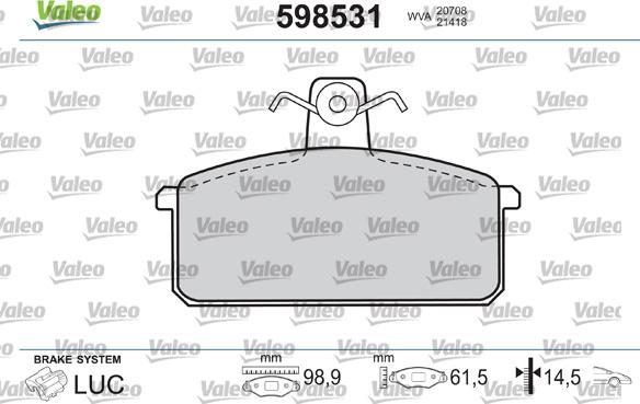 Valeo 598531 - Jarrupala, levyjarru inparts.fi