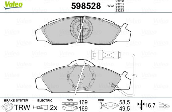 Valeo 598528 - Jarrupala, levyjarru inparts.fi