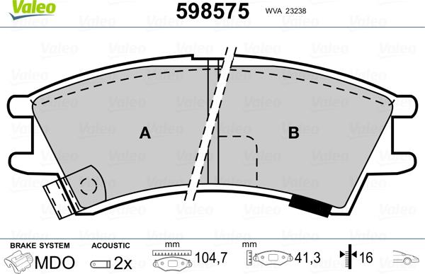 Valeo 598575 - Jarrupala, levyjarru inparts.fi