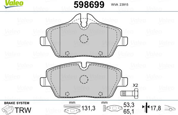 Valeo 598699 - Jarrupala, levyjarru inparts.fi