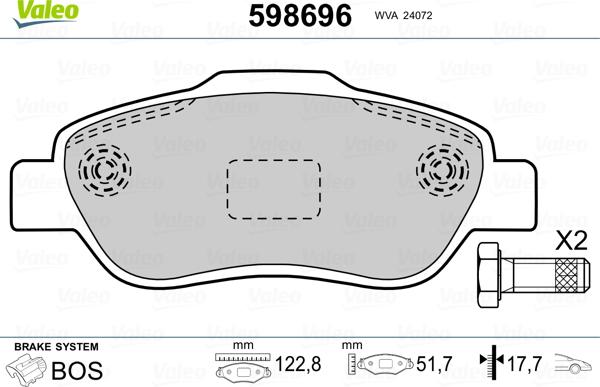 Valeo 598696 - Jarrupala, levyjarru inparts.fi