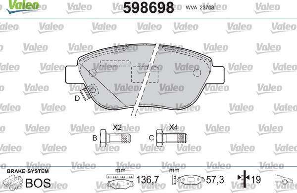 Valeo 598698 - Jarrupala, levyjarru inparts.fi