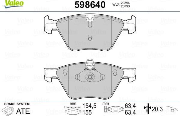 Valeo 598640 - Jarrupala, levyjarru inparts.fi