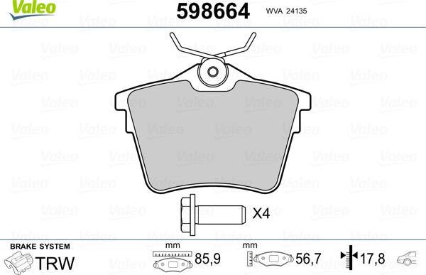 Valeo 598664 - Jarrupala, levyjarru inparts.fi