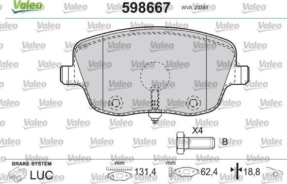 Valeo 598667 - Jarrupala, levyjarru inparts.fi