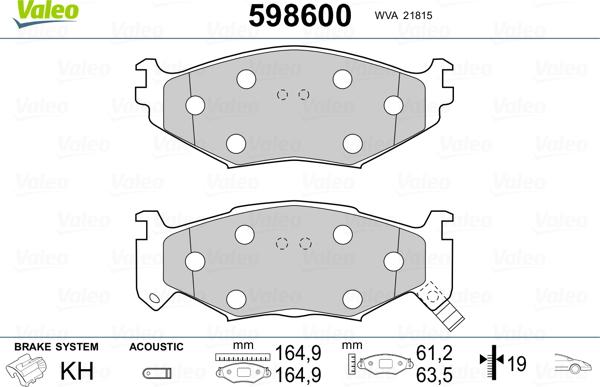 Valeo 598600 - Jarrupala, levyjarru inparts.fi