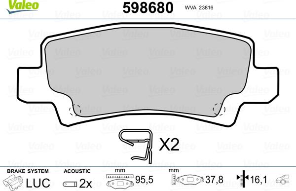 Valeo 598680 - Jarrupala, levyjarru inparts.fi